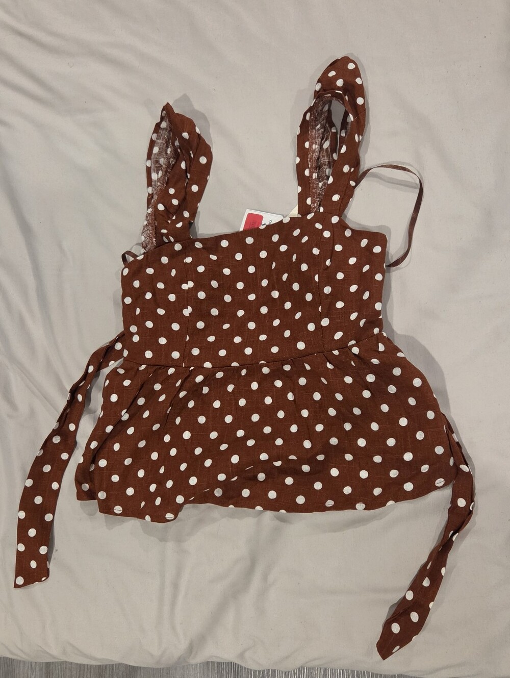 NWT | Monteau Brown and White Polka Dot Tie-Back Camisole